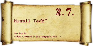 Mussil Teó névjegykártya